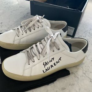 SAINT LAURENT COURT CLASSIC SL/06 EMBROIDERED SNEAKERS IN LEATHER. Size 36